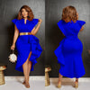 CM.YAYA Women Flare Short Sleeve High Side Split Ruffles Bodycon Midi Dress 2023 Autumn Vestidos Sexy Party Birthday Dresses