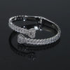 Iced Out Cuff Bangle Paved Setting Bling Cz Cubic Zirconia Wrist Cuban Chain Link Bracelets Fashion Hip Hop Jewelry for Women