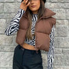 Winter Short Down Sleeveless Vest Women Warm Stand Collar Zipper Jacket Casual Fashion Quilted Cropped Coats Street Outerwears
