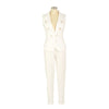 Business OL Work Wear Two Piece Pant Suits for Women Set Elegant Sleeveless Blazer Top + Pencil Pants Office Lady Matching Sets