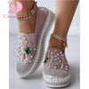 Big Size 43 Brand New Ladies Platform Loafers Fashion Rhinestonen Pearl Solid women's Sneakers Casual Spring Autumn Women Shoes