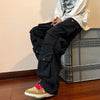 2025 Men Cargo Pants Multi-Pockets Tool Pants Harajuku Mens Vintage Loose Wide Leg Pants Streetwear Casual Hip-Hop Trousers