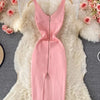 Zipple  2023 Sexy Summer Knit Strap Dress Women Tank Elatic Waist Bodycon Sundress Female Beach Split Backless Midi Dress