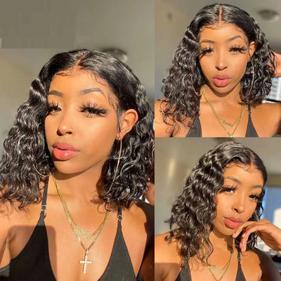 Curly Wig Pre Plucked Brazilian Human Hair Wigs 13x4 Lace Front Wig Short Bob Deep Wave Kinky Curly Lace Front Human Hair Wigs