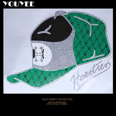 Round Collar Men's Pullover New Male Hoodies Personalized Hat Hot Diamond Print Fashionable Top Youth Bottoming Shirt Clothing