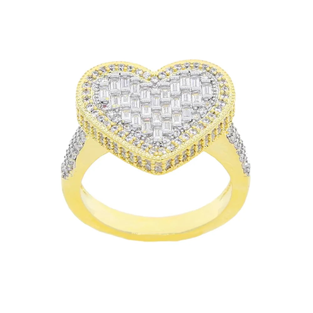 Full Micro Paved CZ Hollow Heart Ring High Quality Iced Out Bling Cubic Zirconia For Women Girlfriend Valentines Finger Jewelry