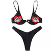 Punk Gothic Letters Print Bikinis Set Sexy Bikini 2023 Women Skull Pattern V-neck Swimwear Fashion Swimsuit Bathing Suit