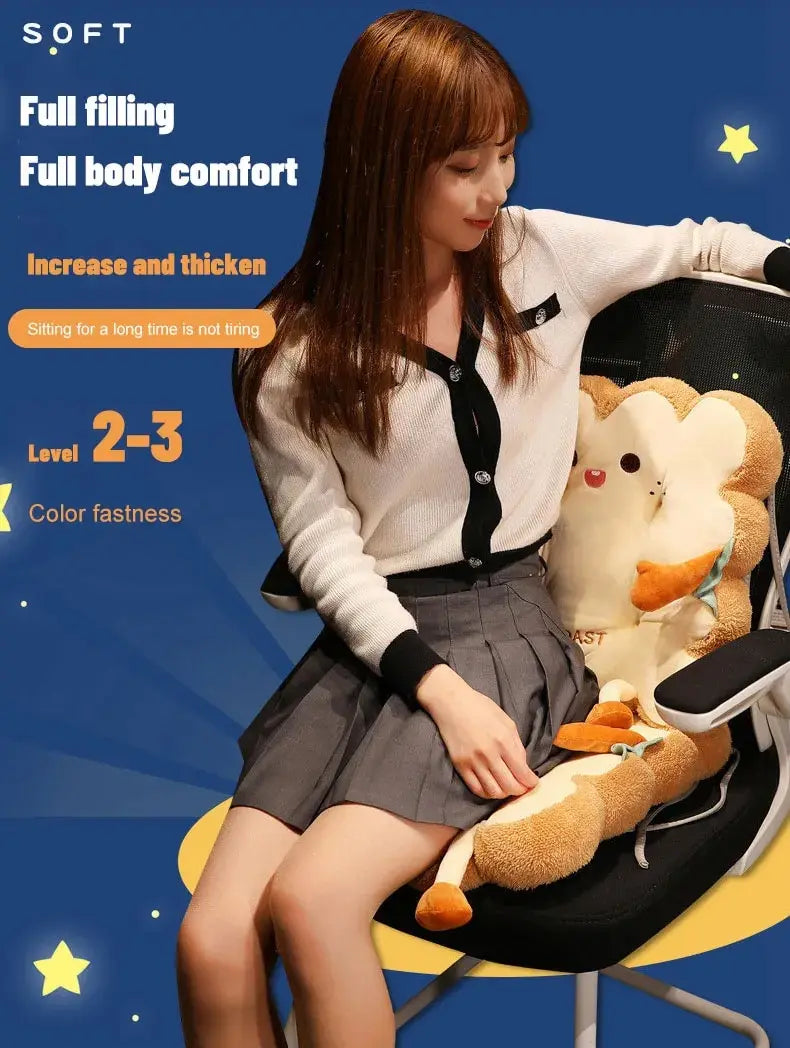 1pc Simulation Bread Toast Cushion Stuffed Memory Foam Pillow Sofa Chair Decor Seat Cushion Cute Student Chair Pad