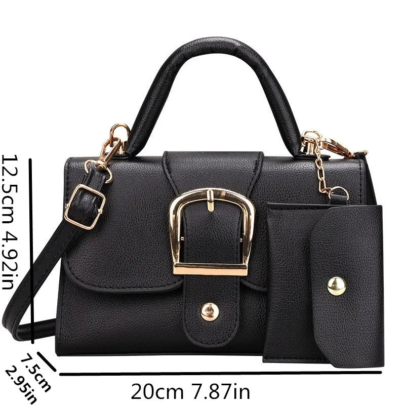 Flip Top Buckle Design Handbag Shoulder Bag with Adjustable Strap, Stylish Crossbody Purse for Women Tote Bag with Mini Pouch