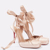 Ladies' New Summer Square Satin High-heeled Sandals with Ankle Straps, Fashionable Party and Banquet Ballet High-heeled Shoes