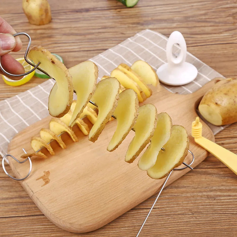 Protable Potato BBQ Skewers For Camping Chips Maker potato slicer Potato Spiral Cutter Barbecue Tools Kitchen Accessories