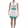 Beyprern Cute Girls Zipper Front Crop Top And Ruffles Skirt Set Summer Tracksuits Set Two Piece Dress Sporty Tennis Active Set