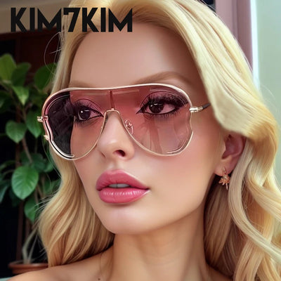 Oversized Punk Sunglasses Women 2024 Luxury Brand Big Frame Trendy Windproof Sun Glasses For Female Vintage Eyewear Shades UV400