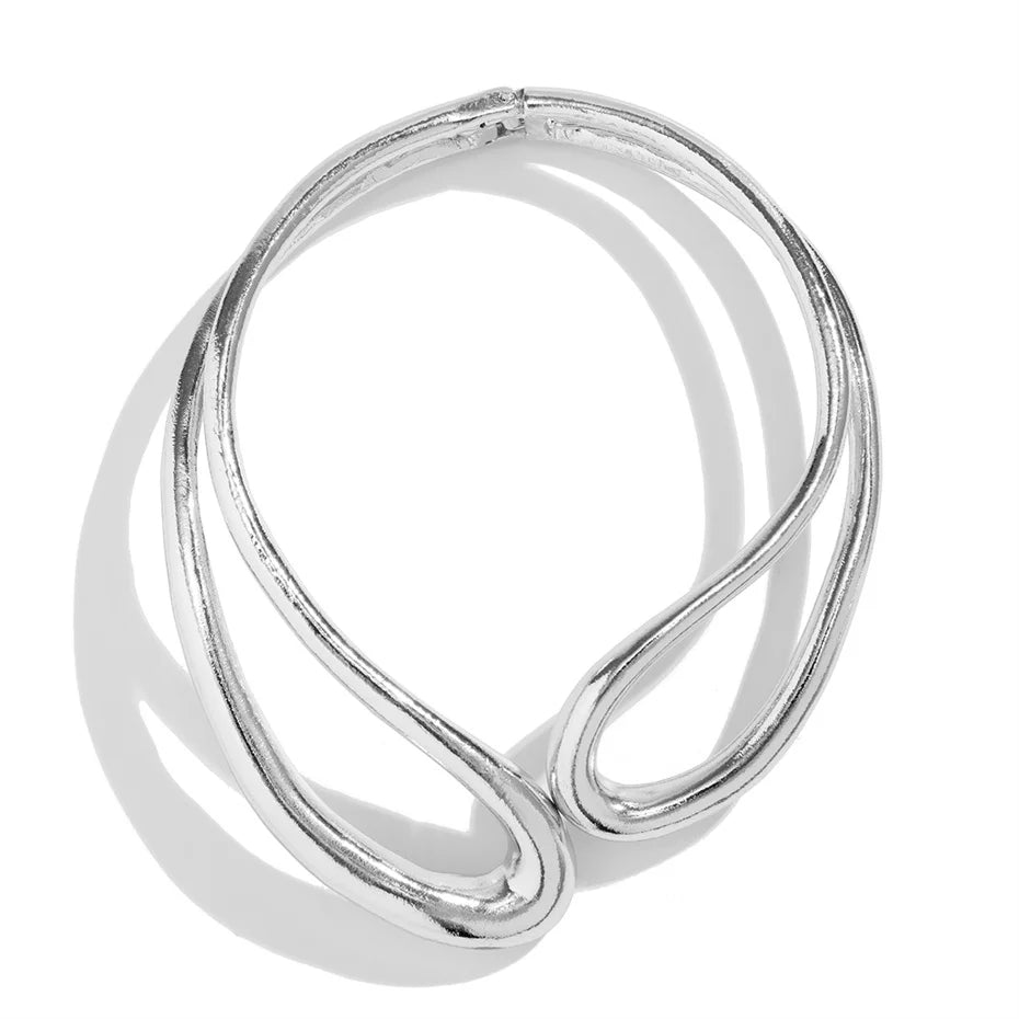 Exaggerated Heavy Metal Big Open Torques Choker Necklace fot Women Goth Adjustable Chunky Chain Grunge Jewelry Steampunk Men New