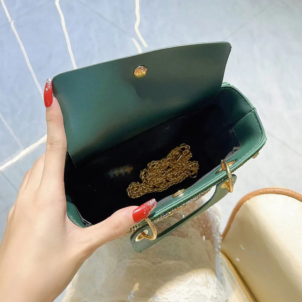 Luxury Women's Evening Bag Handmade Shiny Diamond Decoration Fashion Crossbody Shoulder Bags Women Handbags for Wedding Party