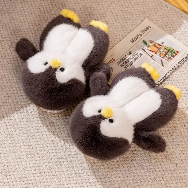 Funny Fuzzy Penguin Slippers Girls Novelty Indoor Shoes Women Soft Furry Slippers Female Plush Home Shoes Animal Flip Flops