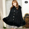 Japanese Liz Sweet Princess Faux Rabbit Fur Cape Coat Women Autumn Winter Fur Jacket Loose Clock Rhinestone Bow Hooded Coat