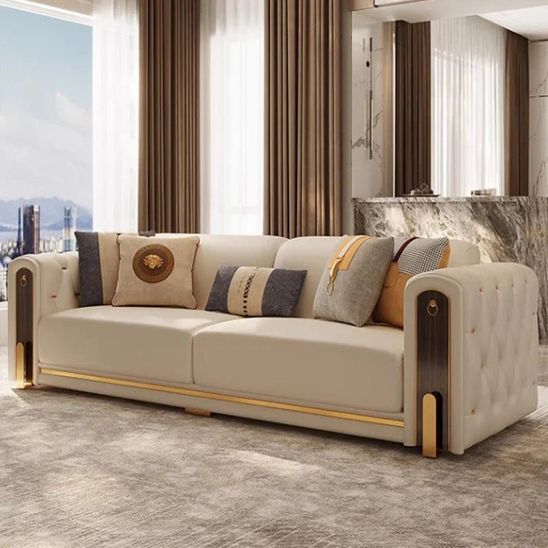 Elegant Luxury Modern Sofa Designs Royal Set Designer Leather Sofa Lounge Loveseat Divano Soggiorno Living Room Furniture
