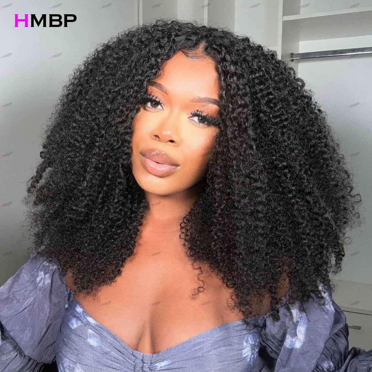 Afro Kinky Curly 500 High Density 360 HD Glueless Lace Frontal Wigs Human Hair Wear And Go PrePlucked Hair For Black Women HMBP