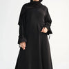 2025 Premium Nida Ruffle Sleeves Women Muslim Dress with Front Zipper Ramadan Abaya Islam Clothing Maxi Dress Female Modest Robe