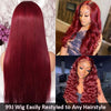 99J Burgundy Colored Wig 13x4 Transparent Lace Front Human Hair Wig Brazilian 180% Density Human Hair Highlight Wigs For Women