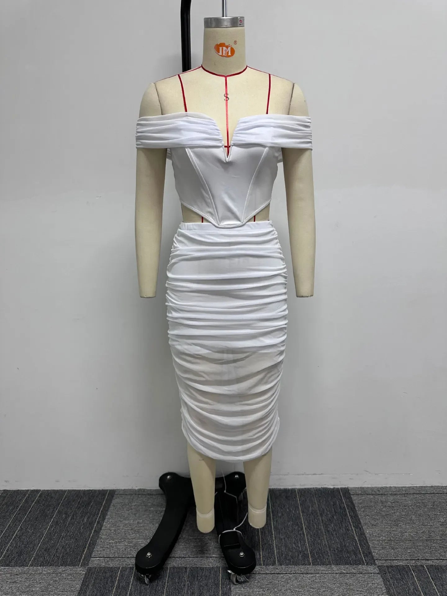 S10632 Sexy Slimming Mesh Splice Bum Covering Visibility Elastic Off-Shoulder 2-Piece Set European And American Style