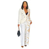 2024 Women Formal Jacket & Trousers Office Lady Outfits Autumn Women Two Pieces Set Print Blazer Coat & Pants Suit Sets Female