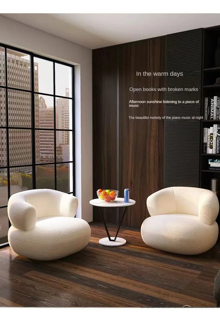 Small unit living room balcony leisure small sofa lamb wool single sofa ins style lazy sofa chair