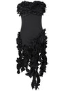 Bonnie Forest Women's Fringed Bandage Midi Dress Glam Strapless Irregular Ruffle Party Cocktail Dress Female Vestidos Clubwear
