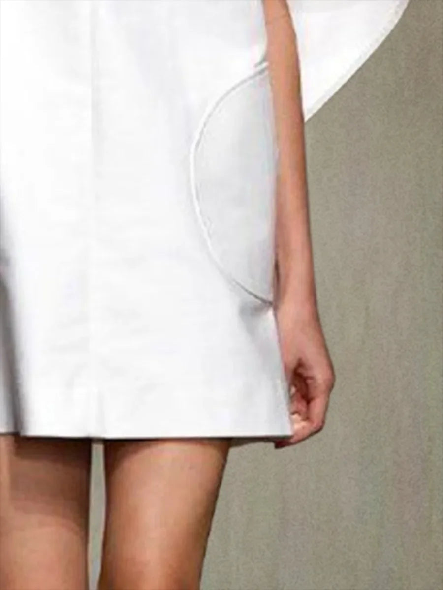 Yeezzi Fashion Black White Color Short Dress For Women 2025 New Spring Deep V-neck Half Sleeves Loose Prom Party Mini Dresses
