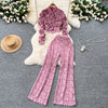 Women  Three-dimensional floral  loose T Shirt Bodycone Tops Female High Street Y2k Tops  Summer Two Piece Set