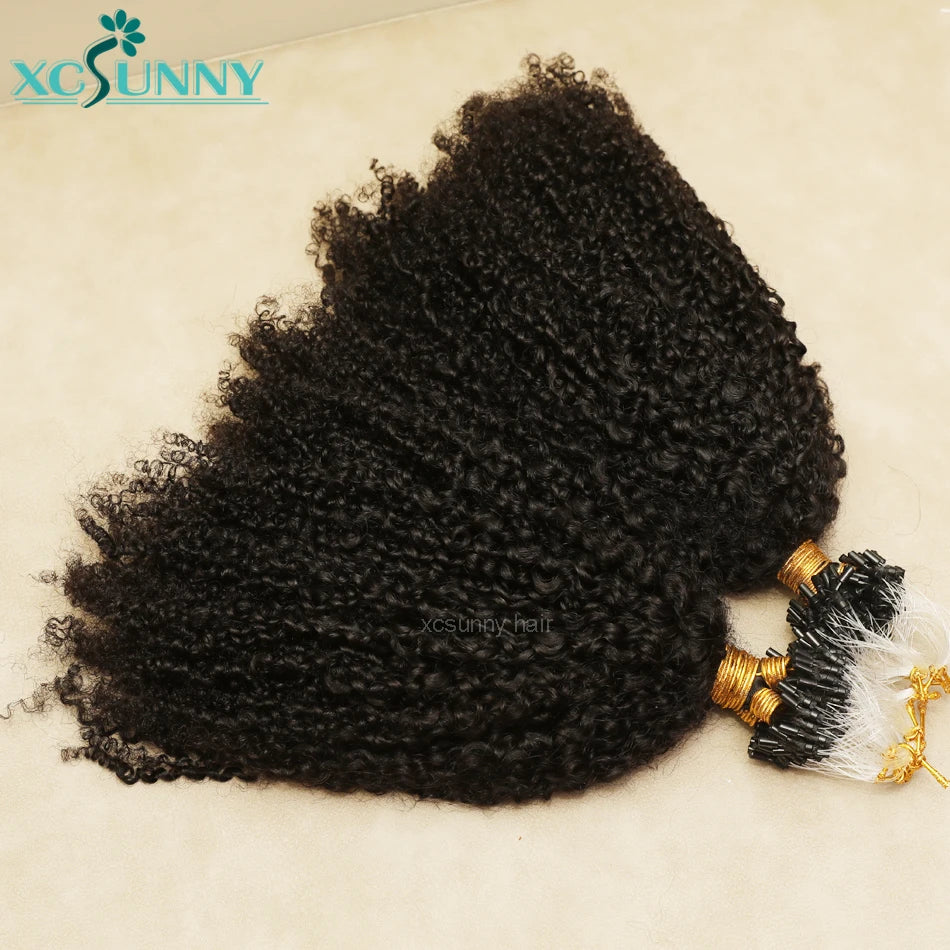 Microlink Hair Extensions Kinky Curly 12"-26" Micro Loop Human Hair Extensions Burmese Micro Ring Hair Extensions Human Hair