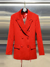 VGH Minimalist Patchwork Drawstring Solid Blazers For Women Notched Collar Long Sleeve Backless Hollow Out Blazer Female Style