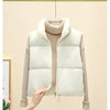 Winter Short Down Sleeveless Vest Women Warm Stand Collar Zipper Jacket Casual Fashion Quilted Cropped Coats Street Outerwears