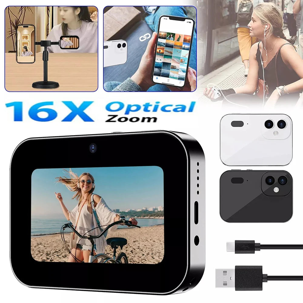 64GB D6 Digital Camera 4K HD Camera Recorder Music Player Touch Control Screen Vlogging Camera Night Vision 64MP Camcorder