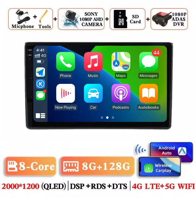 For Audi A3 8P 2003-2013 Android 14 RS3 Sportback 2Din CAR Multimedia Carplay Video Player Stereo Radio WIFI 4G DSP Navigation