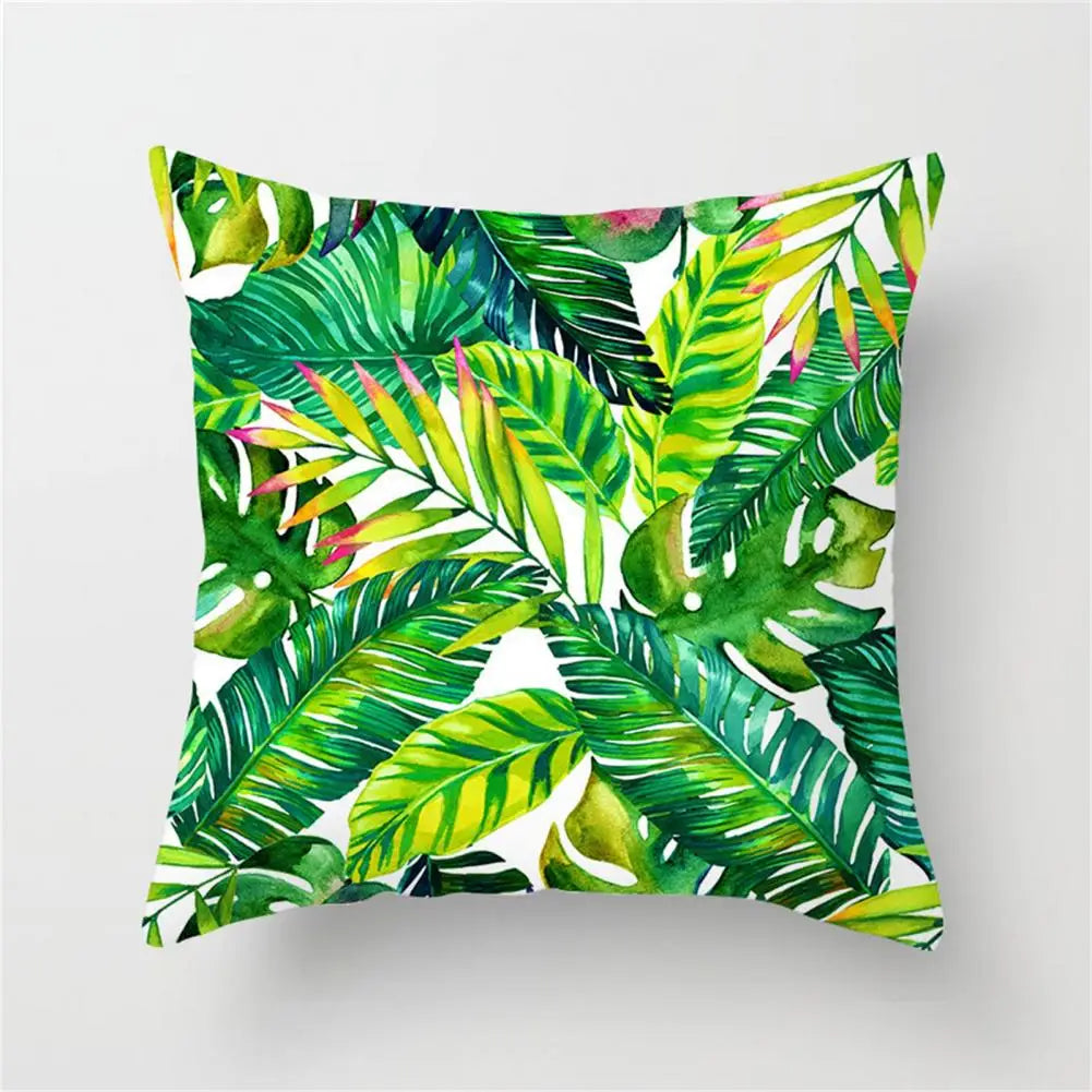45cm Cushion Case Removable Polyester Green Plant Print Pillowcase Tropical Leaf Cactus Monstera Throw Cushion Cover Home Decor