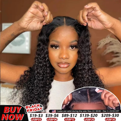 Deep Wave Glueless Wig Human Hair Ready To Wear And Go PrePlucked For Women Precut 6x4 Closure Curly Lace Front Wigs On Sale