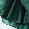 2024 Sweet Green Gingham Plaid Organza Ball Gown Dress Puff Sleeve Retro Women Swing Short Princess Robe Fairy Cake Vestidos