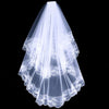 2 Tier Black White Flower Lace Edge Bridal Veils with Comb Elegant Vintage Wedding Cosplay Performance Hair Accessories