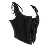 Black Velvet Sexy Overbust Corset Crop Tops Women Front Lace Up Side Zipper Shoulder Strap Bustier Vest Slimming Shaper Camis