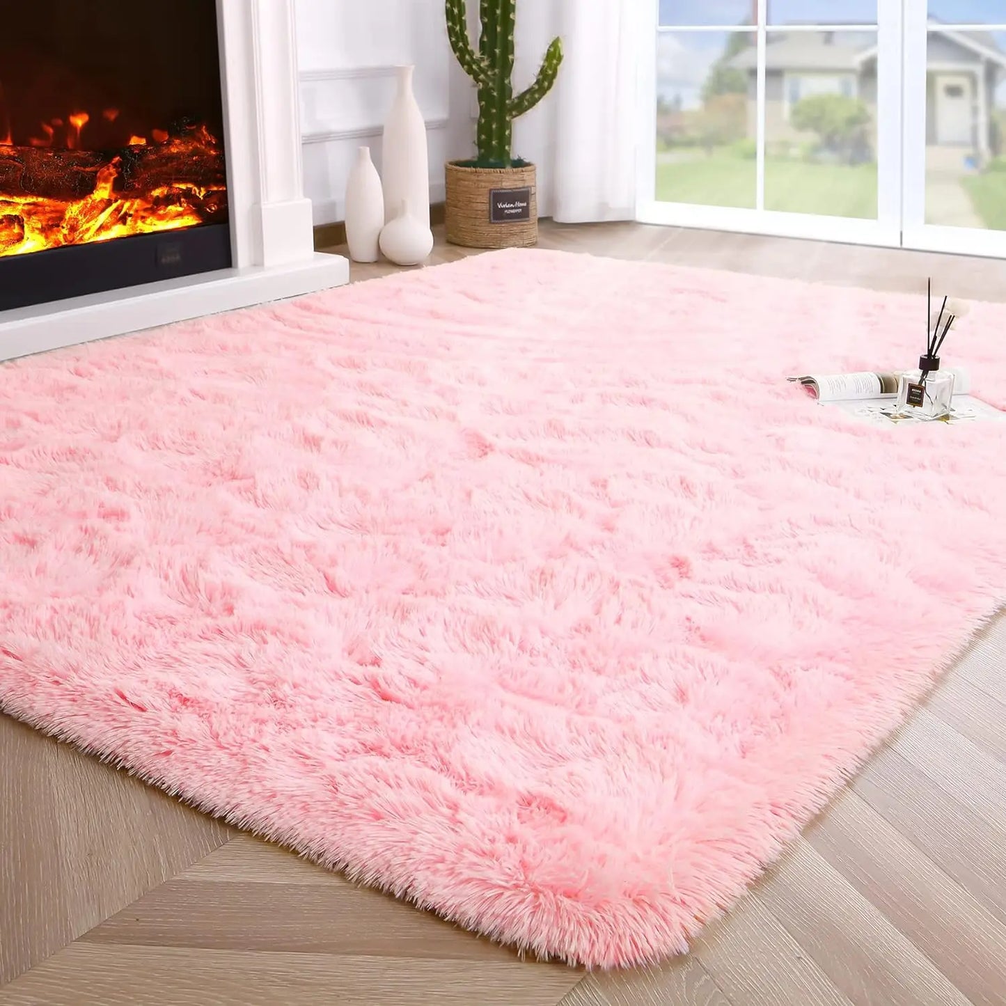 Fluffy Bedroom Rug Carpet Shaggy Fuzzy Rugs for Bedroom Thick Black Area Rugs for Living Room Rugs  for Girls Boys