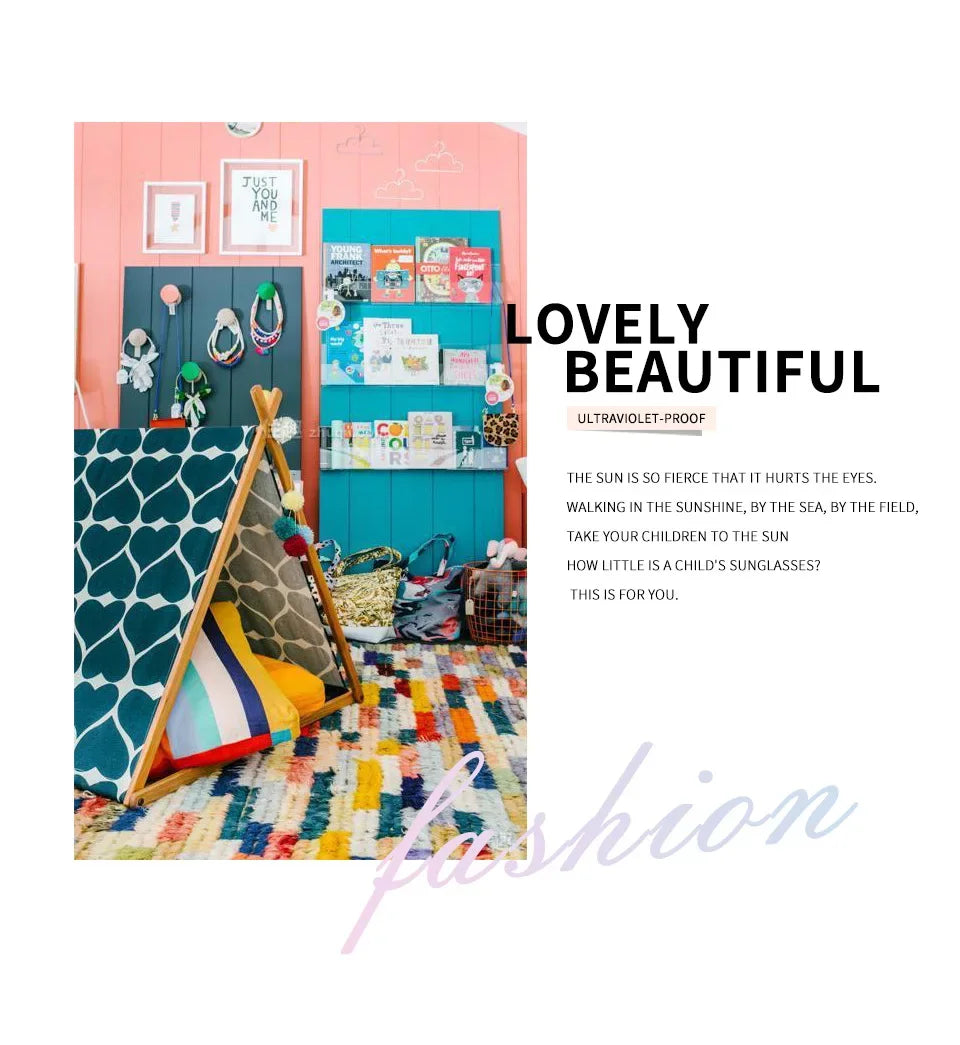 Kids Cute Sunglasses Metal Frame Children Sun Glasses Fashion Girls Outdoor Cycling Goggles Party Eyewear Photography Supplies