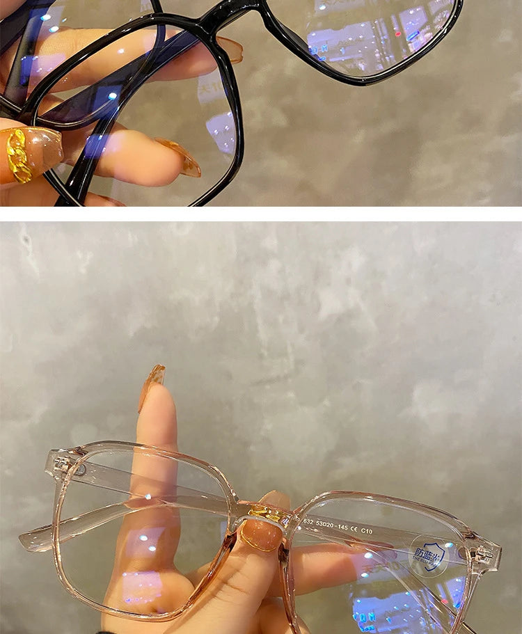 Square polygon Frame Plain glasses blue membrane Glasses all can match Men Women Fashion glasses lenses Blocking Glasses Eyewear
