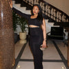 Joskaa Elegant Rhinestone Hollow Maxi Birthday Dress Woman Sexy O-Neck Single Sleeve Skinny Vestidos 2025 Evening Party Clubwear