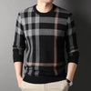 High Quality Luxury Men's Knitted Pullover Autumn Winter O-Neck Striped Wool Sweater British Casual Fashion Versatile Knitwear