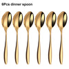 6/16/20/24Pcs Gold Tableware Stainless Steel 304 Cutlery Set Western Dinner Set Mirror Knife Fork Spoon Smooth Handle Flatware