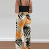 Women Fashion Print Halter V-Neck Short Tank Suit Tops Long Pants Matching Set Summer Casual Female Slim Pants Two Piece Sets