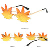 Novel Rimless Maple Leaf Shape Metal Sunglasses for Women Party Decorative Sun Glasses Men Unique Street Catwalk Prom Eyewear