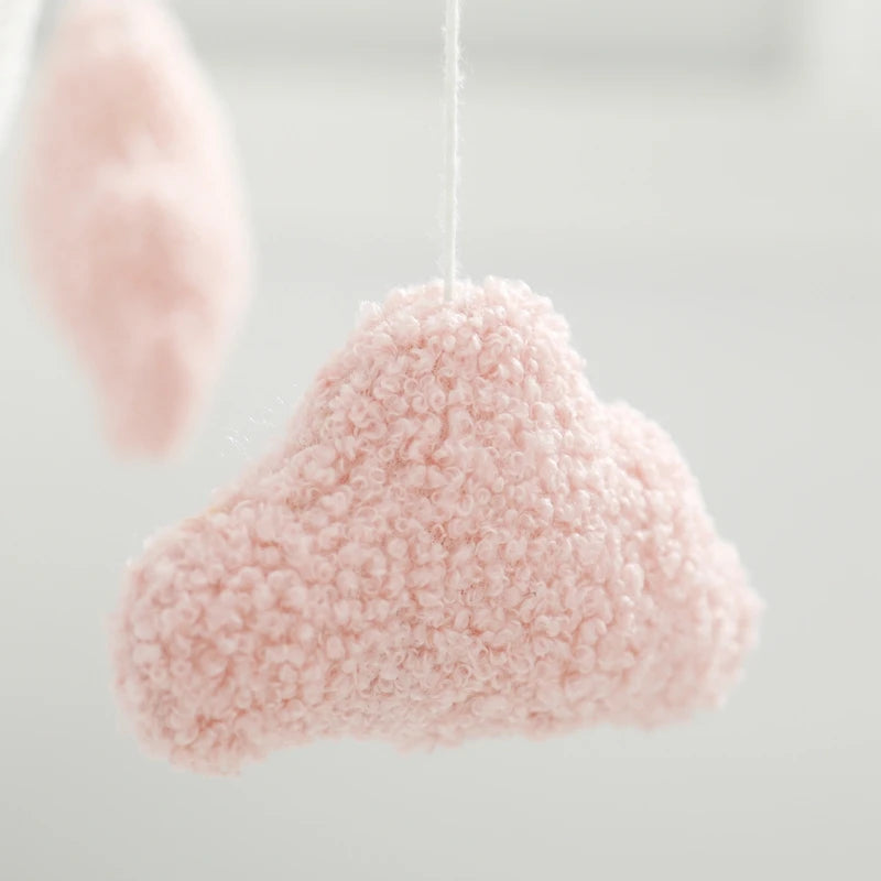 Baby Crib Mobile Rattle Toy 0-12Months Infant Soft Felt Teddy Velvet Pink Bear Bed Bell Hanging Toy Holder Bracket Crib Girl Toy